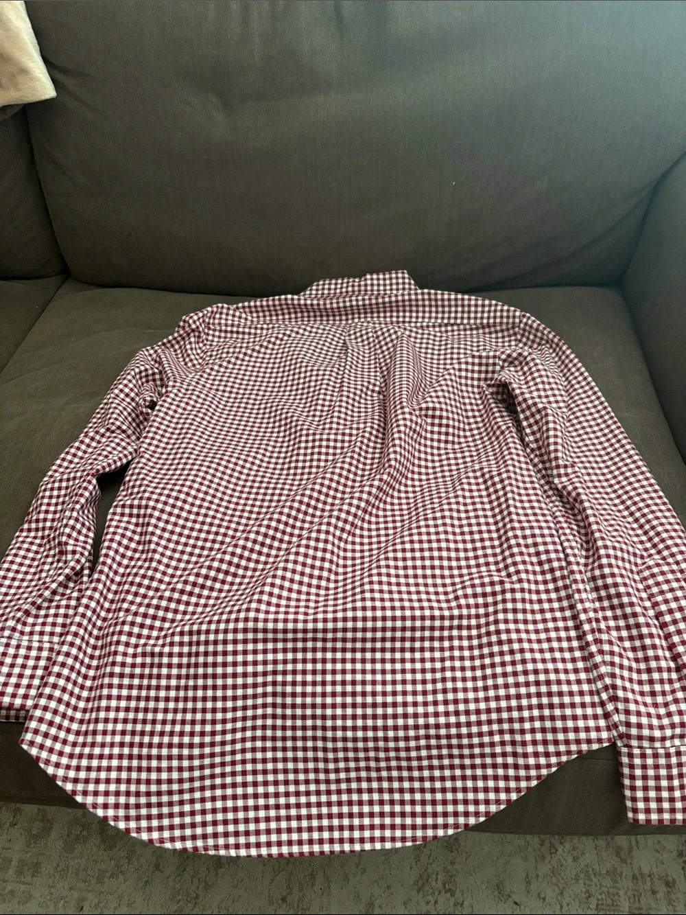Polo by Ralph Lauren Burgundy and White Gingham Button-Down Shirt
